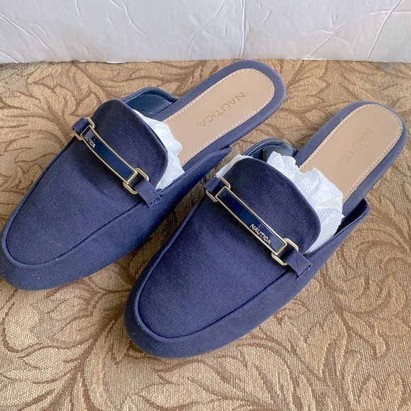 Nautical Labella woman’s navy blue loafer flat mules slip on textile upper 8.5🌹 - Picture 17 of 17
